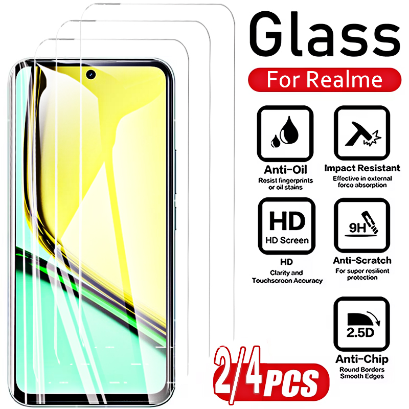 Realme C67 - 2/4 Buah Kaca Tempered Depan untuk